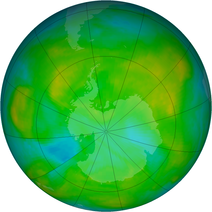 Antarctic ozone map for 17 January 1980